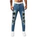 Men's Clothing Men's Ripped Jeans, Patch Men's Hip Hop Street Trend Youth Denim Trousers Tik Tok Cross Border Jeans_mkmklike.com