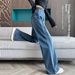 Women's Autumn Loose Fit Slimming Straight High-Waisted Vintage Plus Size Wide-Leg Jeans, Floor-Length Casual Pants That_mkmklike.com