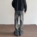 Men's Clothing American High Street Dirtyfit Old Ink Splashed Jeans Ins Trendy Straight Flared Vibe Slim Pants_mkmklike.com
