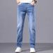 Men's Slim Fit Straight Leg Jeans Summer Casual Long Pants Korean Style 2024 New Sports Fashion_mkmklike.com