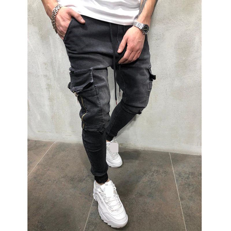 Men's Clothing New European And American Men's Hip Hop Washed Casual Sports Pants Cuffed Jeans K137_mkmklike.com