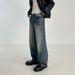 Men's Korean Style Loose Fit Straight Leg Jeans Trendy High Street Pants Versatile Retro Wide Leg Trousers For Spring_mkmklike.com