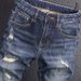 Men's Clothing Men's Retro Slim Fit Jeans Blue Washed Ripped Patched High Street Fashion Trendy Denim Trousers_mkmklike.com