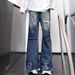Men's American Style High-Waisted Ripped Jeans Loose Fitting Straight Leg Wide Leg Pants Casual Pear Shaped Body Fit Summer New Style_mkmklike.com