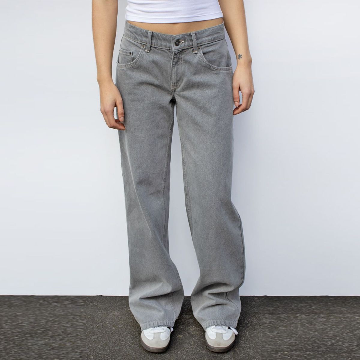 Vintage Washed High-Waisted Straight Leg Jeans – Relaxed Fit Wide Hem Denim Pants With Distressed Detailing_mkmklike.com