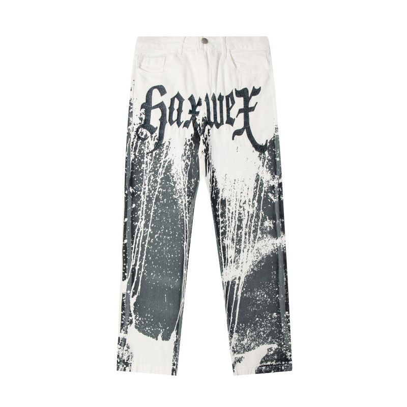 Men's Clothing Hand Painted Ink Splashing Drawstring High Street Casual Sports Sweatpants Flared Trousers_mkmklike.com