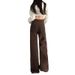 Coffee Colored High-Waisted Wide Leg Jeans for Women Slimming Casual Loose Straight Leg Trousers Trendy Versatile New Style_mkmklike.com