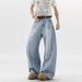 Men's Baggy Distressed Jeans - Vintage Washed High Street Cargo Pants With Ripped Details & Wide Leg (Light Blue, Retro Blue)_mkmklike.com