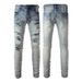 American Jeans Trendy Brand Multi-hole Patch Beggar Pants Pleated And Versatile Slim Fit Small Foot Jeans Men #677_mkmklike.com
