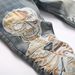 Men's Slim Fit Stretch Denim Jeans With Embroidered Skull Design, Retro Vintage American Style, Slight Flare Leg_mkmklike.com