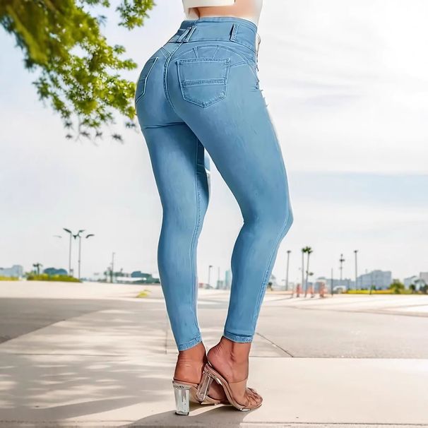 High Waist Hip Lifting Skinny Jeans Women's Casual Fashion Cotton Denim Spring Autumn Solid Color Office Lady Street Style_mkmklike.com