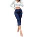 High Waist Cropped Flared Jeans Women's Slim Fit Denim Front Patch Pocket Design European American Style Summer New_mkmklike.com
