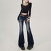 Slim Fit Low Rise Flared Jeans For Women, Perfect For Petite Women, Ideal For Autumn And Winter._mkmklike.com