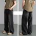 Men's Clothing Vintage Washed Denim Jeans For Men - Retro Loose Fit Straight Leg Distressed Casual Trousers_mkmklike.com