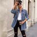 Women's Clothing Long Sleeved Raw Edge Denim Shirt Tops Women's Denim Jacket_mkmklike.com