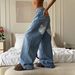 Women's Straight-Leg Distressed Jeans – Vintage-Inspired Wide-Leg Denim Pants For Effortless Streetwear_mkmklike.com
