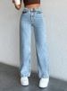 High Waist Straight Leg Jeans For Women - Light Blue Denim Pants With Mid-Stretch & Wrinkle-Free Finish (Classic Fit, Size XS-6XL)_mkmklike.com
