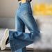 Plus Size High Waisted Retro Flared Jeans Women's Slimming Trendy Loose Fitting Flared Pants England Style Fashion_mkmklike.com