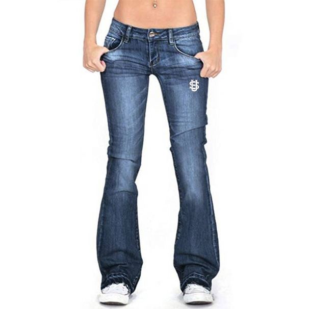 Women's Clothing Jeans Skinny Elastic Fringe Flared Trousers_mkmklike.com