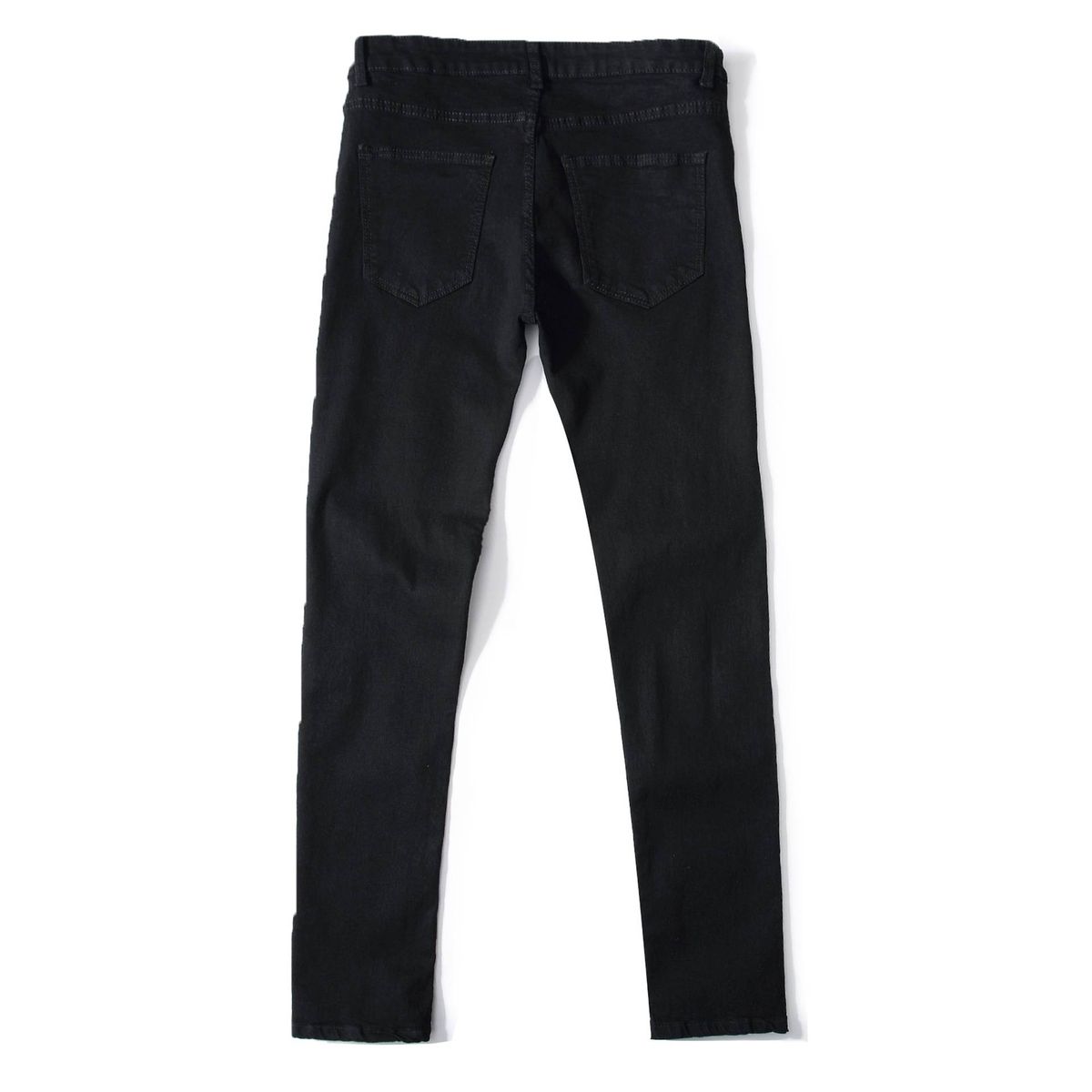 Men's Slim Fit Black Ripped Jeans Trendy Casual Fashion Midweight Polyester Skinny Trousers Street Dance Style Cropped_mkmklike.com