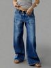 Women's mid Rise Stretch Straight Leg Jeans Casual Wide Leg Style with Front And Back Pockets Spring/Autumn Summer Cotton Denim_mkmklike.com