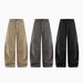Men's Pleated Wide-Leg Cargo Pants – Streetwear Essential, 98% Cotton & Stretch, Oversized Fit (Black/Khaki/Gray, S-XL)_mkmklike.com
