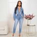 Women's Clothing Denim Jumpsuit Slim Waisted Washed Long-sleeved Jumpsuit_mkmklike.com