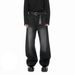 Men's Korean Style Washed Denim Jeans - Classic Straight Leg With Fleece Lining & Elastic Waist For Winter Comfort_mkmklike.com