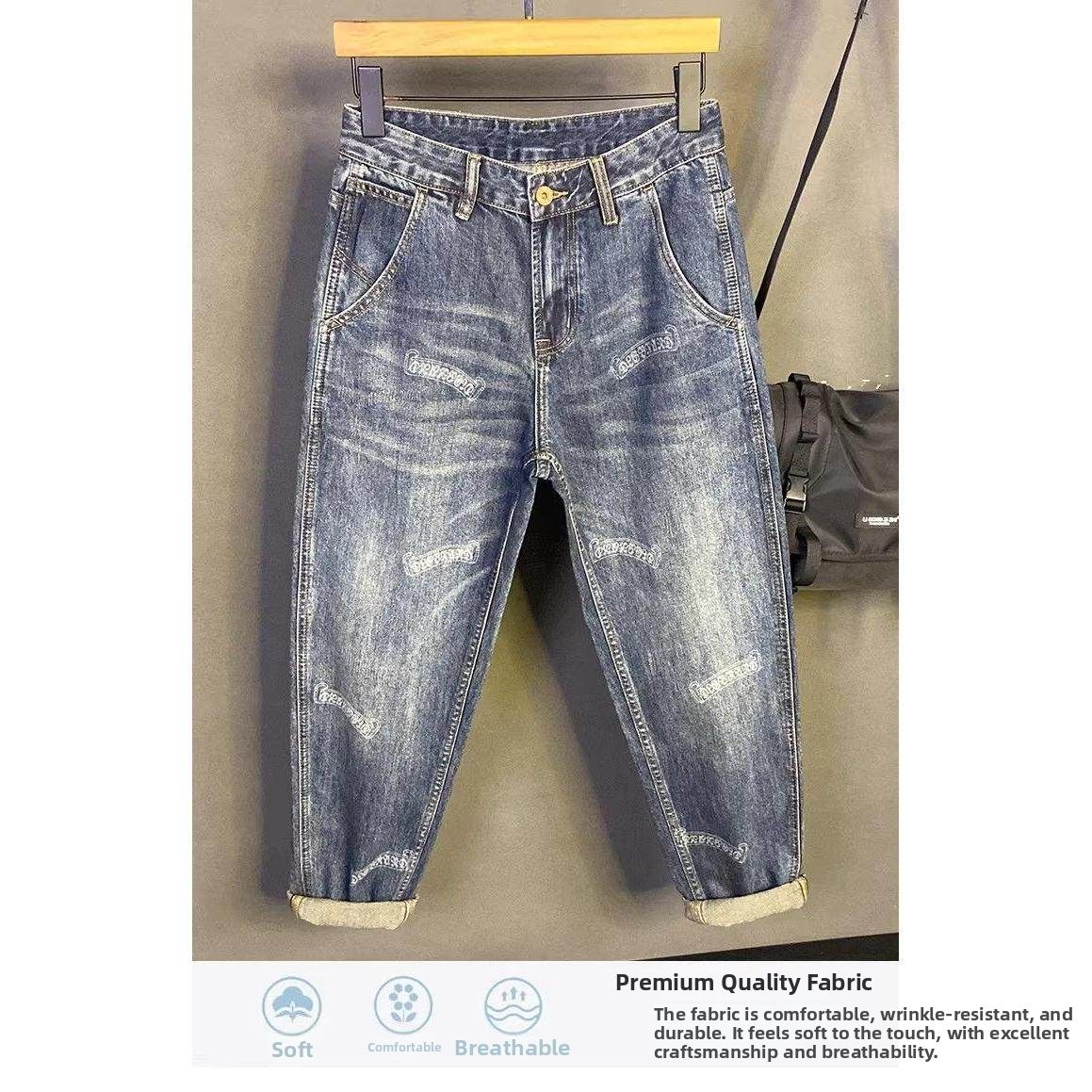 Loose Fit Men's Pants, 2026 Spring New Trendy And Cool Printed Jeans, American Retro Washed Men's Pants_mkmklike.com