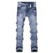 Light Blue Men's Skinny Jeans Stretchy Slim Fit Casual Fashionable Trousers_mkmklike.com