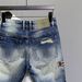 Men's Blue Distressed Embroidered Shorts Trendy Loose Straight Leg Mid Waist Denim Versatile_mkmklike.com