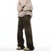 New American High Street Retro Leopard Print Jeans Men's And Women's Trendy Brand Loose Straight Vintage Casual Wide-leg Pants_mkmklike.com