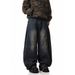 Nordmann American High Street Vibe Washed Retro Scimitar Jeans For Men With Unique Design, Loose Banana Wide-Leg Sickle Pants_mkmklike.com
