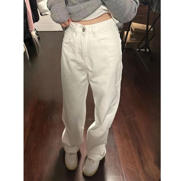 Premium White Jeans For Men – High Street Wide-Leg Trousers With Vintage Wash & Drop-Crotch (S-XXXL) – Minimalist Summer Staple_mkmklike.com
