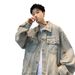Loom Ripped Denim Men Vintage European Jacket Yellow Mud American Style Spring Autumn Cool Street Fashion Black_mkmklike.com