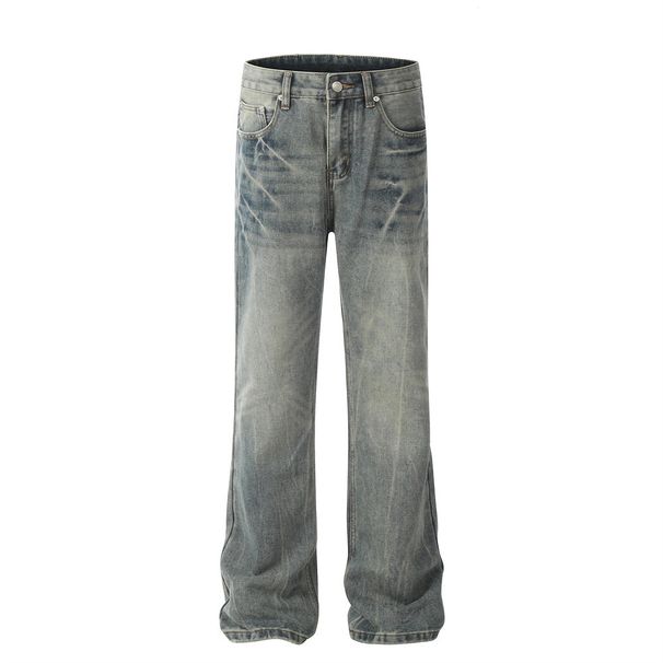 American Style Washed Vintage Jeans For Men High Street Trendy Brand Casual Simple Versatile Loose Straight Long Pants_mkmklike.com