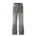 American Style Washed Vintage Jeans For Men High Street Trendy Brand Casual Simple Versatile Loose Straight Long Pants_mkmklike.com