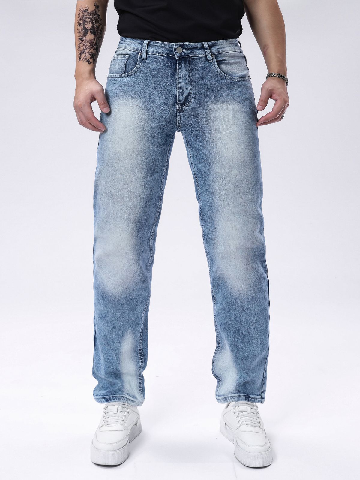Men's Retro Slimming Jeans Can Be Worn In All Seasons, Elastic Straight Leg Denim Pants, Multi Craft Daily Commuting Pants_mkmklike.com
