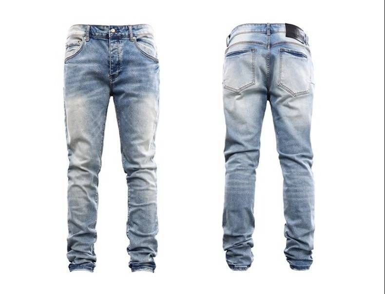 Streetwear Distressed Jeans – Slim Fit Vintage Washed Denim (S-3XL, Hip-Hop Stretch, Faded Blue, Casual Everyday Wear, Unisex Urban Style)_mkmklike.com