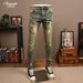 Men's Distressed Slim-Fit Jeans – Vintage Washed Denim With Artistic Spray Paint & Patch Details (28-38)_mkmklike.com