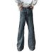 Oversized American Vibe High Street Irregular Splice Denim Men's Summer China-Chic Slim Old Pants_mkmklike.com