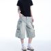 Multi-Pocket Cargo Jeans For Men And Women American Style Vintage Straight-Leg Cropped Slimming Loose Pants_mkmklike.com