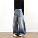 "Graffiti-Script Distressed Jeans – Vintage Hip-Hop Wide-Leg Denim With Hand-Painted Lettering (S-3XL)"_mkmklike.com