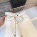 Fashion Checkered White Straight Leg Jeans For Women - Loose Fit High Waist Wide Leg Trousers With Flowy Hem_mkmklike.com