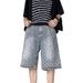 Men's Loose-Fit Denim Shorts American Streetwear Style Jacquard Design Summer Casual Short Pants for Teens And Adults_mkmklike.com