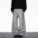 "Korean Drop-Crotch Trousers – Wide-Leg Streetwear Pants With Raw Hem (S-3XL, Washed Blue/Black)"_mkmklike.com