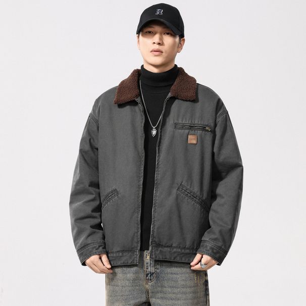 Shake Grain Lamb Wool Winter New Handsome Men's Workwear With Cotton Jacket Trendy Brand_mkmklike.com