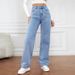 Women's Y2K Fashion Loose Straight Leg Trousers Retro Washed Denim Jeans Simple American Style Cross Border Wholesale_mkmklike.com