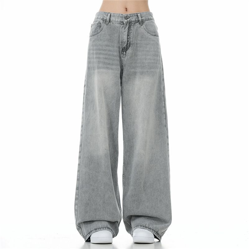 American High Street Jeans Men's Loose Casual Wide-leg Straight Wash Old Long Pants_mkmklike.com