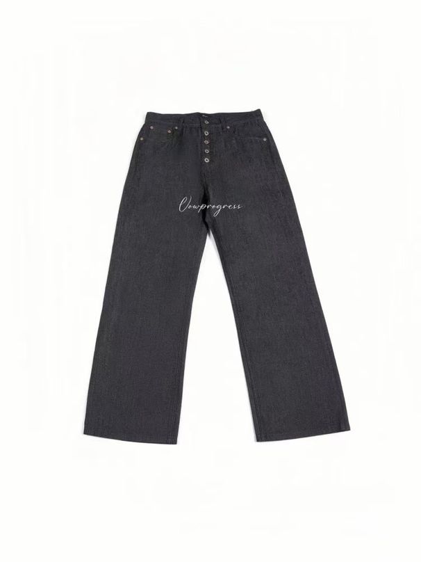 5-Button Fly Raw Selvedge Jeans – 14oz Black Cotton Unwashed Straight Leg | A-Line Rigid Denim Pants For Authentic Fade Journey_mkmklike.com